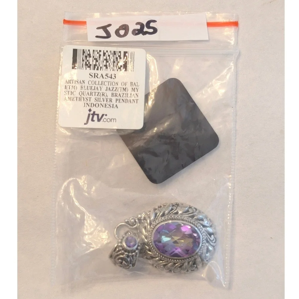 Sarda Bluejay Jazz Mystic Quartz Brazilian Amethyst Sterling Silver Pendant